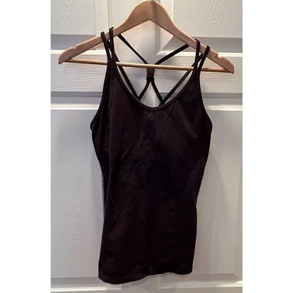 Athleta Empowerment Tank Top Size Medium Stretchy Black Strappy Back Camisole - Picture 1 of 6